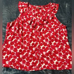 CAbi Rosy Top
Red Floral Button-Down Blouse